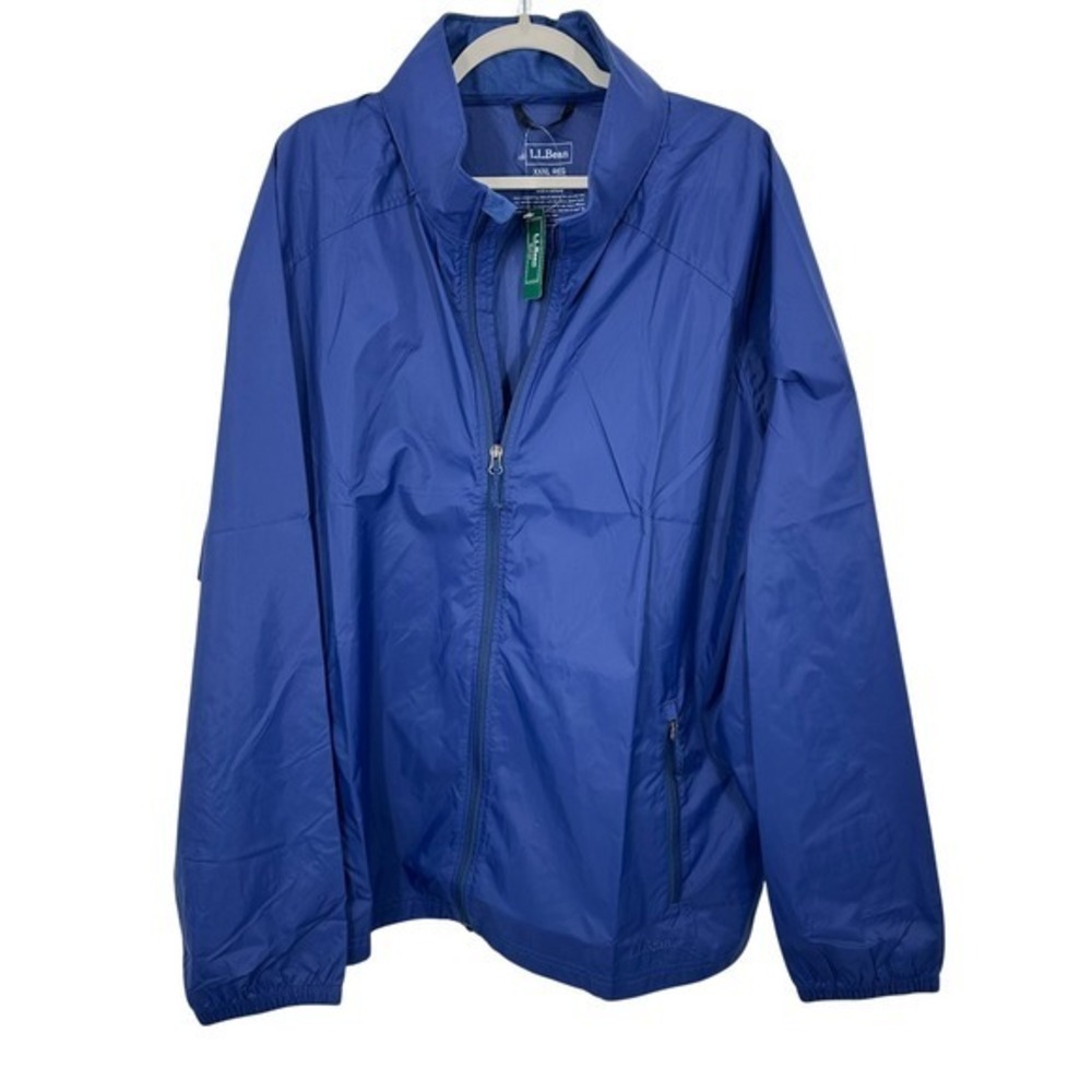 L.L. Bean Mens 3X Casco Bay Windbreaker Jacket Dark Royal Blue Lightweight Nylon